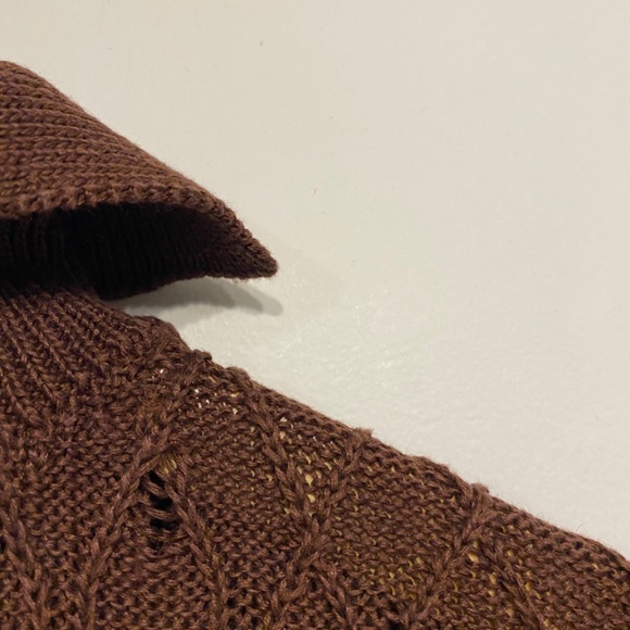 Soeur Tiloup Chocolate Brown Collared Cable Knit Old Money Short Sleeve Sweater - Picture 3 of 7